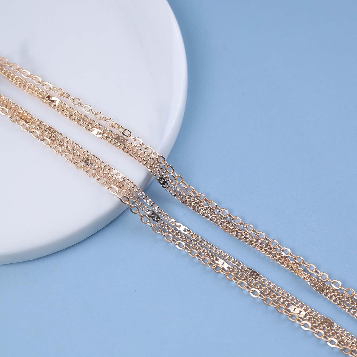 Bohemian Layered Satellite Choker Necklace Gold Long Chain Necklace Minimalist Station Bead Necklace Layered Satellite Chain Necklace Jewelry for Women - Image 7