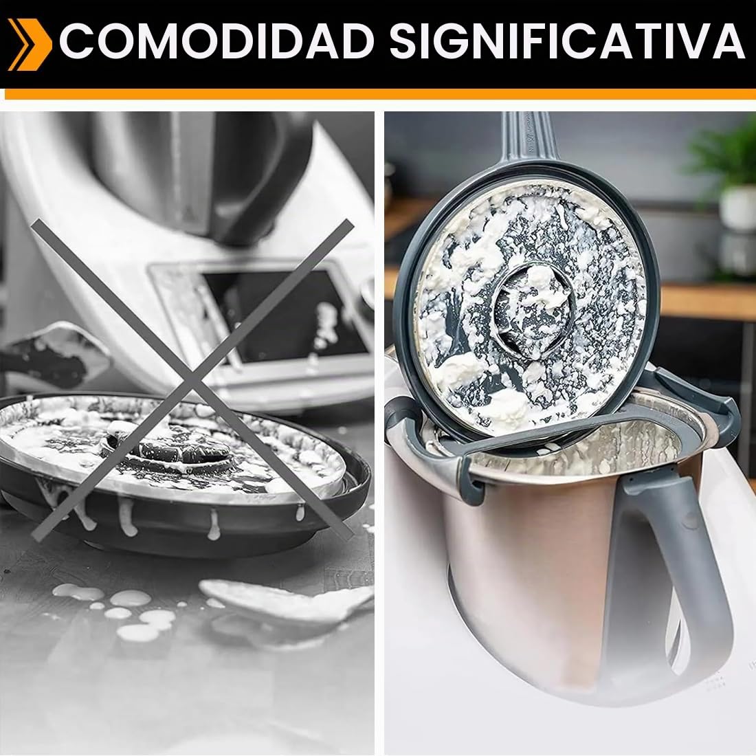 Tapa/tapadera del vaso/jarra con junta de goma integrada, 1 Pieza Tapa Accesorios Compatible con Tm5 / Tm6, se Puede Instalar en Vaso batidora de Mano, Multicolor