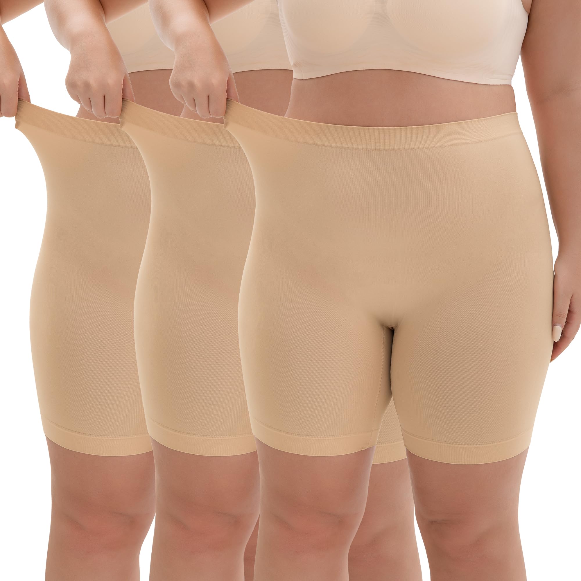 INNERSY Große Größen Radlerhose Damen Kurz für Kleid Hose Anti Scheuern Boxershorts Gr.44-62 3er Pack