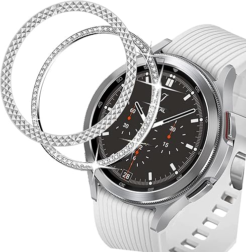Fundas compatibles con Samsung Gear S3 FontierClassicGalaxy Watch 1.811 inGalaxy Watch 4 Classic 1.811 in, Bling Diamon + Rhombus cubierta de anillo