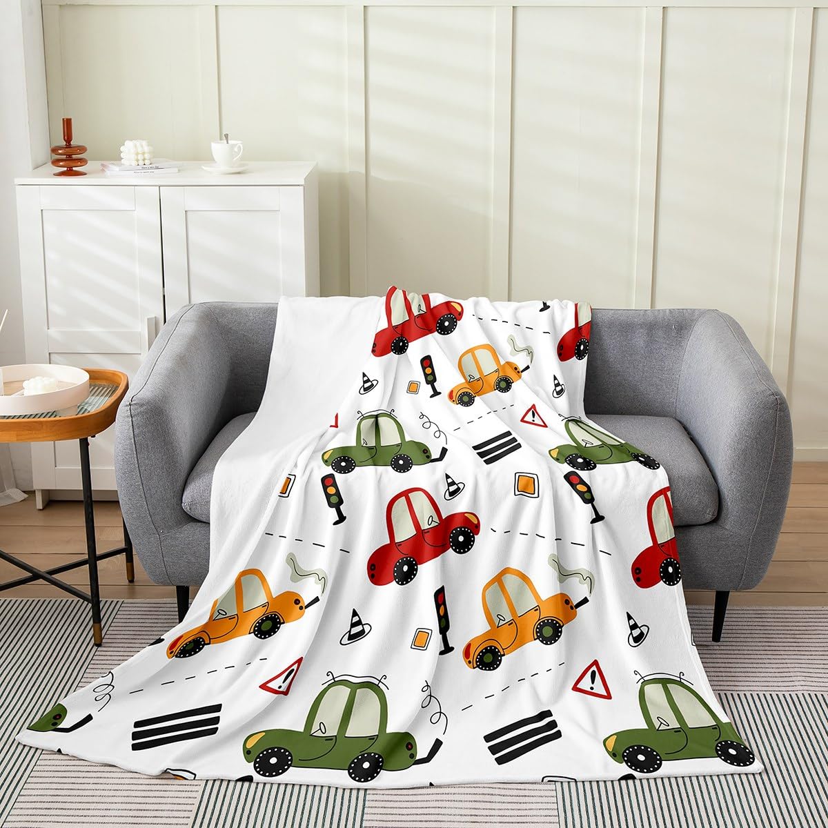 Amazon.com: Feelyou Kids Cars Plush Throw Blanket, Baby 30x40 Cute  Cartoon Cars All Season,Bed Blanket for Boys Girls Teens Bedroom Decor  Vehicles Print Flannel Fleece Blanket Women Men Traffic : Home u0026