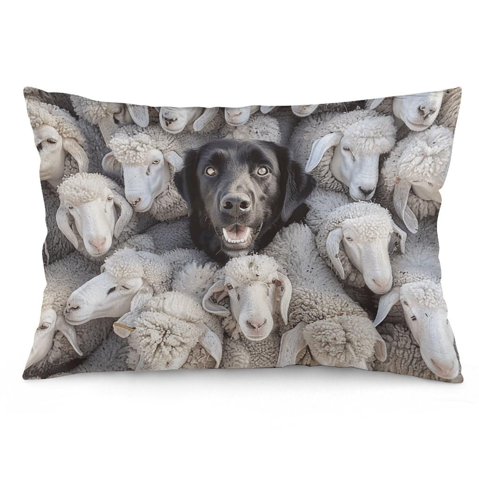 2 Pack Pillow Cases for Hair and Skin, Soft Breathable Pillow Case Covers with Hidden Zipper, Sheep and Dogs Pillowcase 20"x30" Pillow Covers for Sleeping Gift