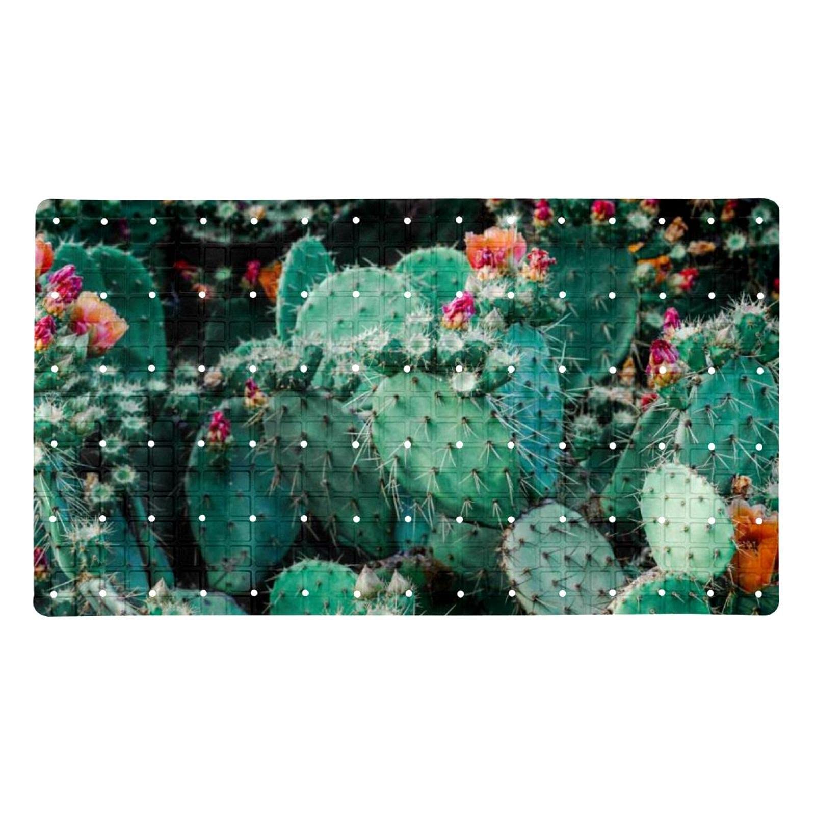 Tapis de bain antidérapant pour personnes âgées et bébés en PVC à motif cactus