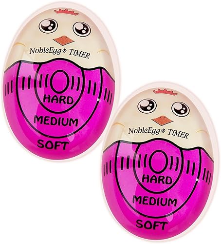 NobleEgg Temporizador de huevos para hervir huevos, temporizador suave y medio duro que cambia de color cuando se hace, sin BPA, línea básica,