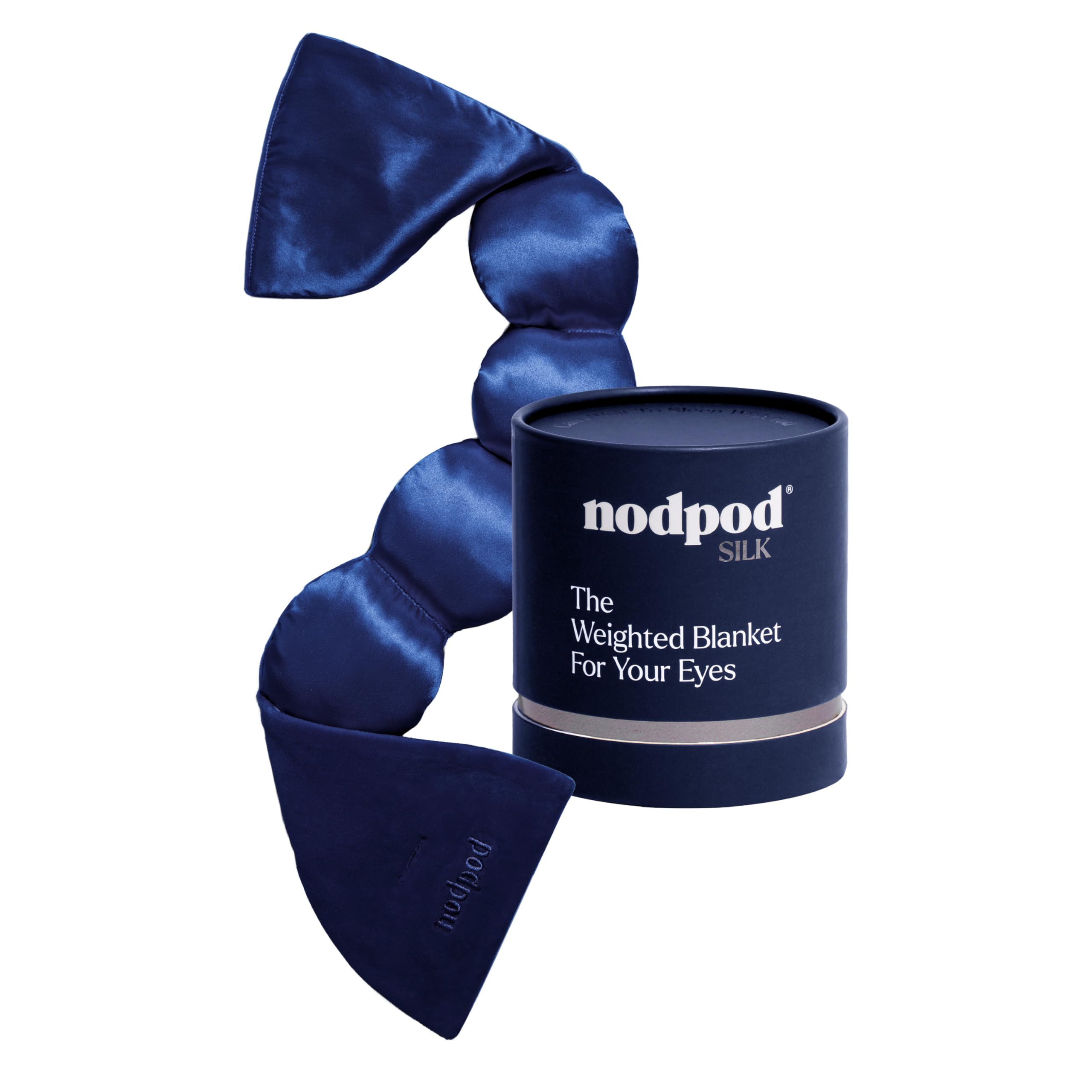 Nodpod Gentle Pressure Silk Sleep Mask | Patented Light Blocking Design for Sleeping, Travel & Relaxation | Bead Filled, Machine Washable, BPA Free Eye Pillow (Sapphire)