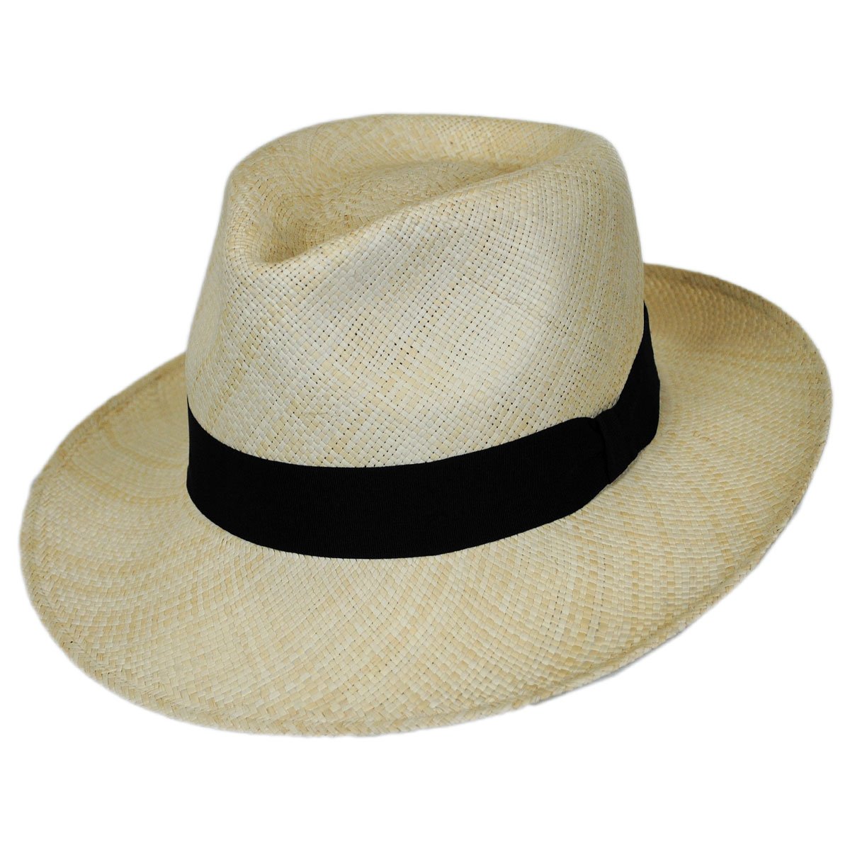 Jaxon Panama Straw C-Crown Fedora Hat (X-Large) Natural
