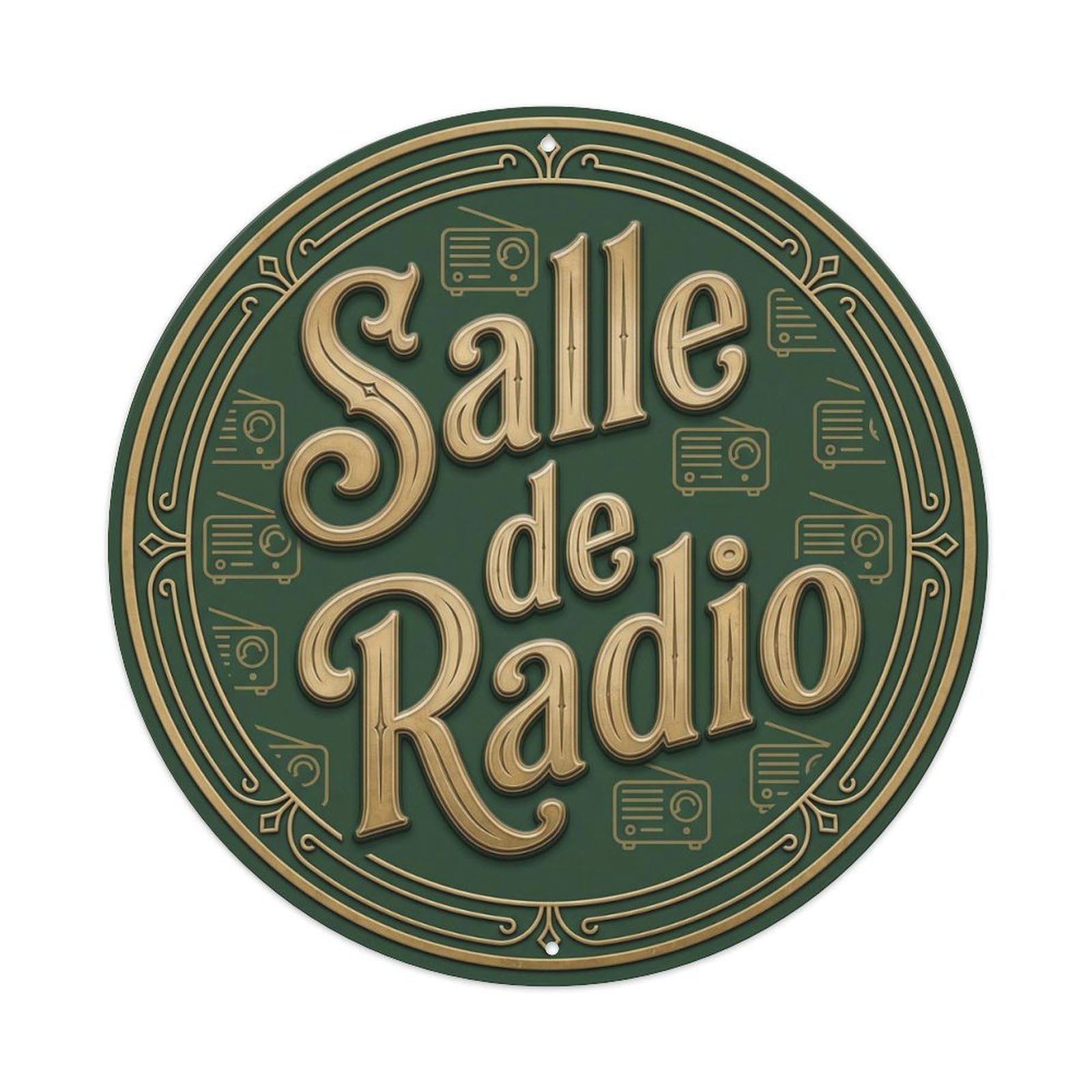 Vintage Salle De Radio Text Radio Metal Tin Sign