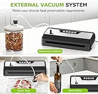 Vista 6 de Bonsenkitchen Vacuum Sealer Machine, Built-in Cutter Bag Storage, Multifunctional Food Sealer for Sous Vide & Meal Prep, 1 Roll Bag & 5 Pre-Cut
