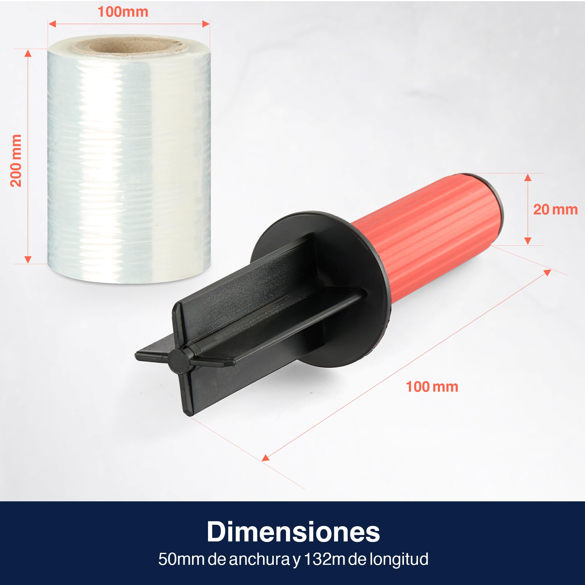 Precifilm Pack 6 Rollos de Mini Film Transparente para Embalar con Dispensador, Rollos de Plástico Embalaje de 10 cm, Ideal para Protección y Seguridad en Envíos y Almacenaje, Plástico, Transparente