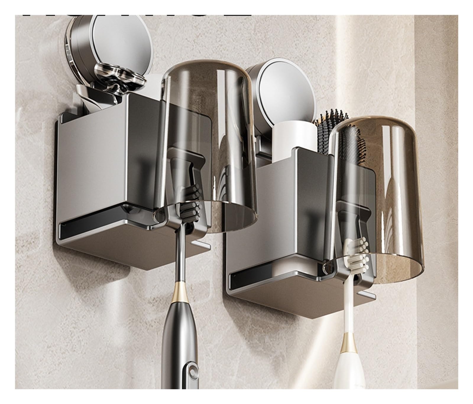 Uchwyt szczotki do zębów z kubkiem ssącym Easy-Mount Bathroom Organizer