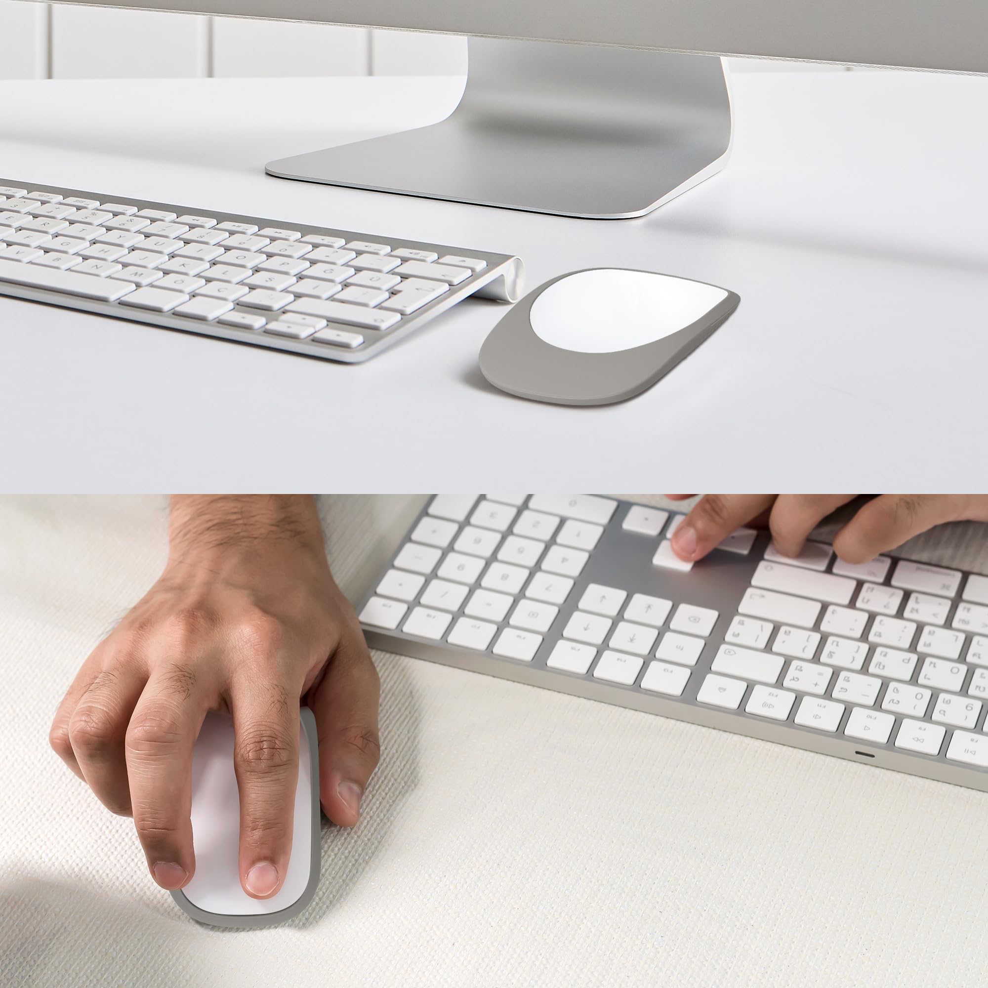 kwmobile Cover Compatibile con Apple Magic Mouse 1/2 Custodia - Pellicola Protettiva in Silicone - Protezione Morbida Antiscivolo - Grigio