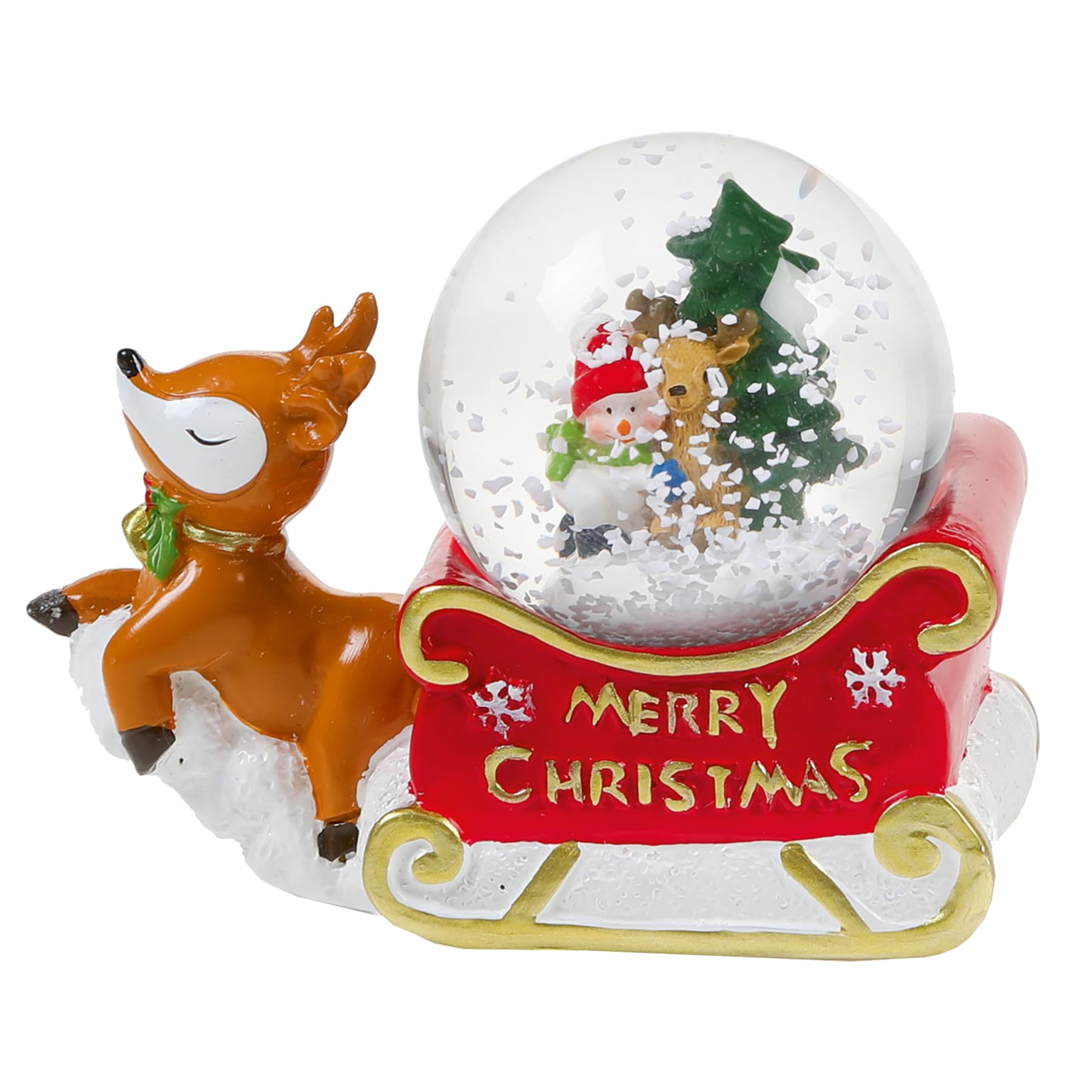 Widdle Gifts Snowman Christmas Snow Globe Sleigh Base Design Mini 45Mm Waterball (Snowman)