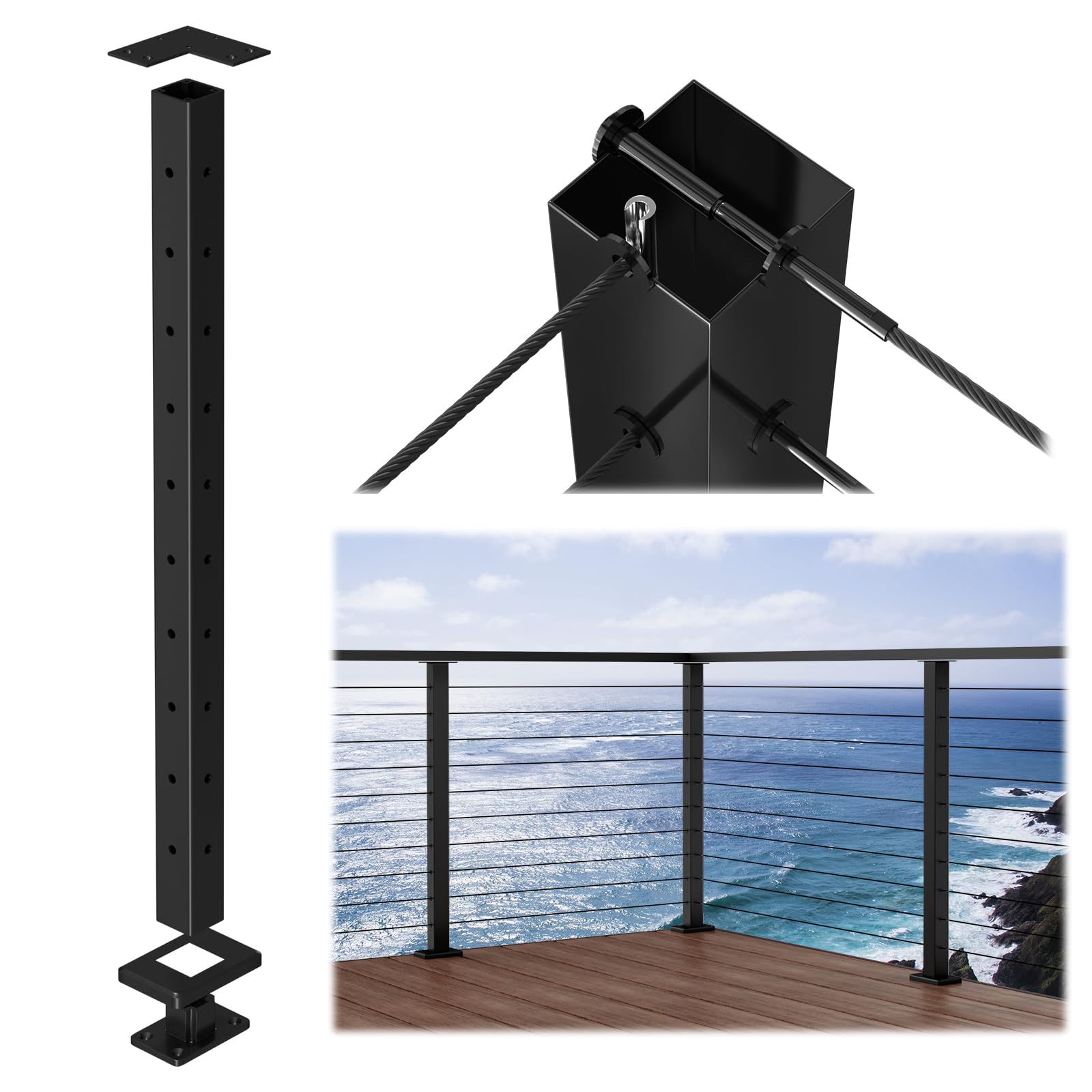 View 1 of ***FACTORY SEALED*** Muzata 36" Aluminum Cable Railing Corner Post