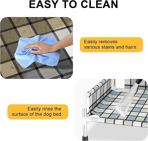 Miniatura 3 de Cama elevada elevada para perros al aire libre  Cuna fresca y lavable con barandilla, cama de malla de algodón duradera y transpirable para mascotas