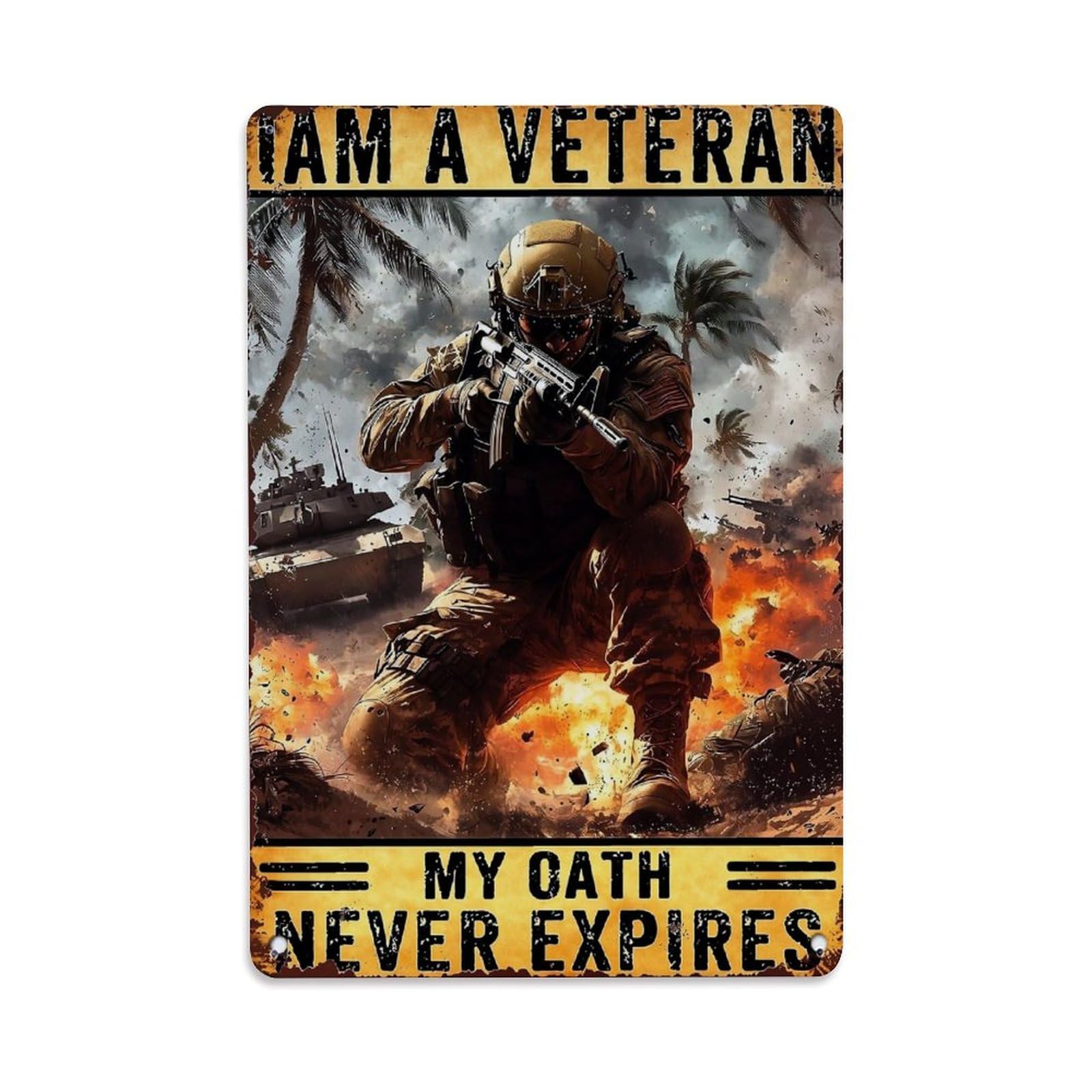 Nestemfo Vintage I Am A Veteran Tin Sign Metal Sign, Living Room,Bar, Home, Bedroom Wall Decor,Retro Metal Poster 8X12 Inches