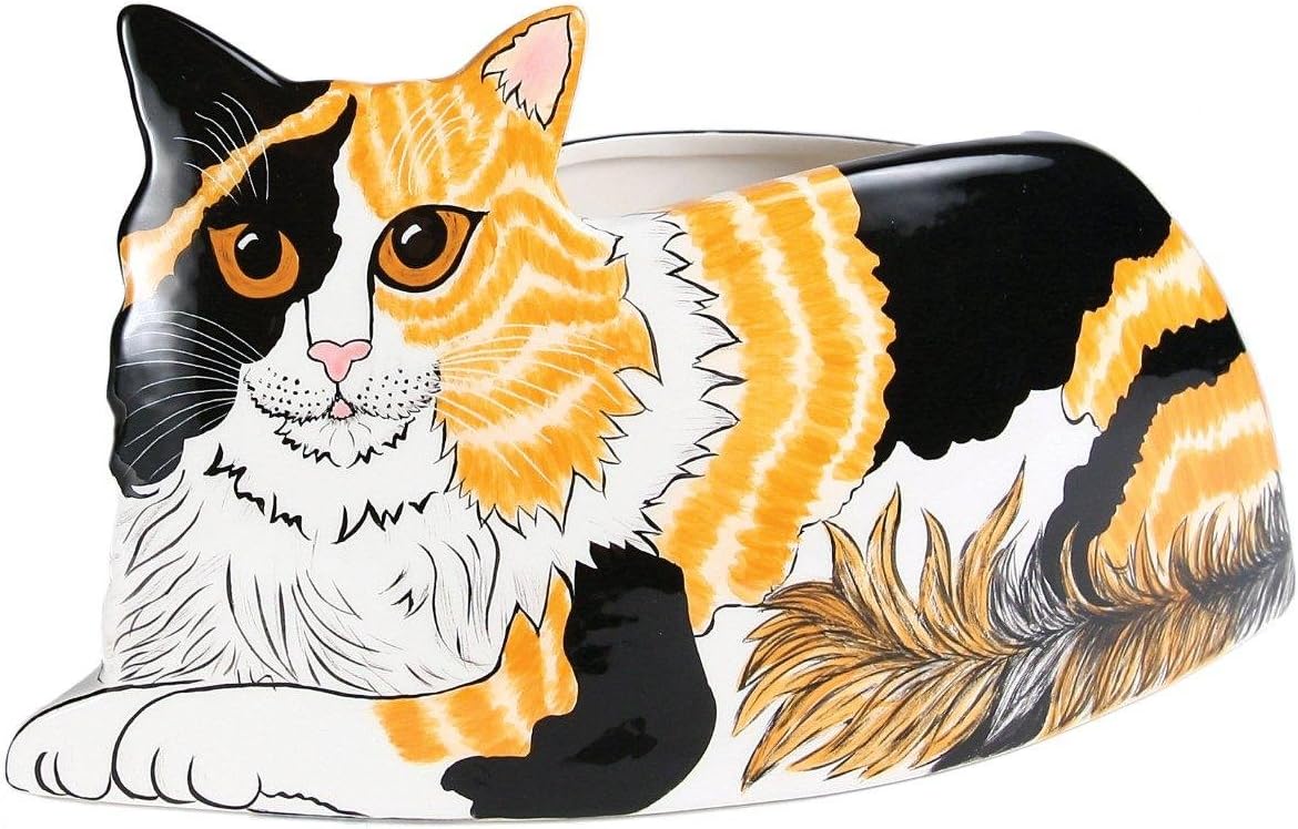 Pavilion - Rescue Me Now - Calico Cat Planter Vase, 6-1/2-Inch Tall