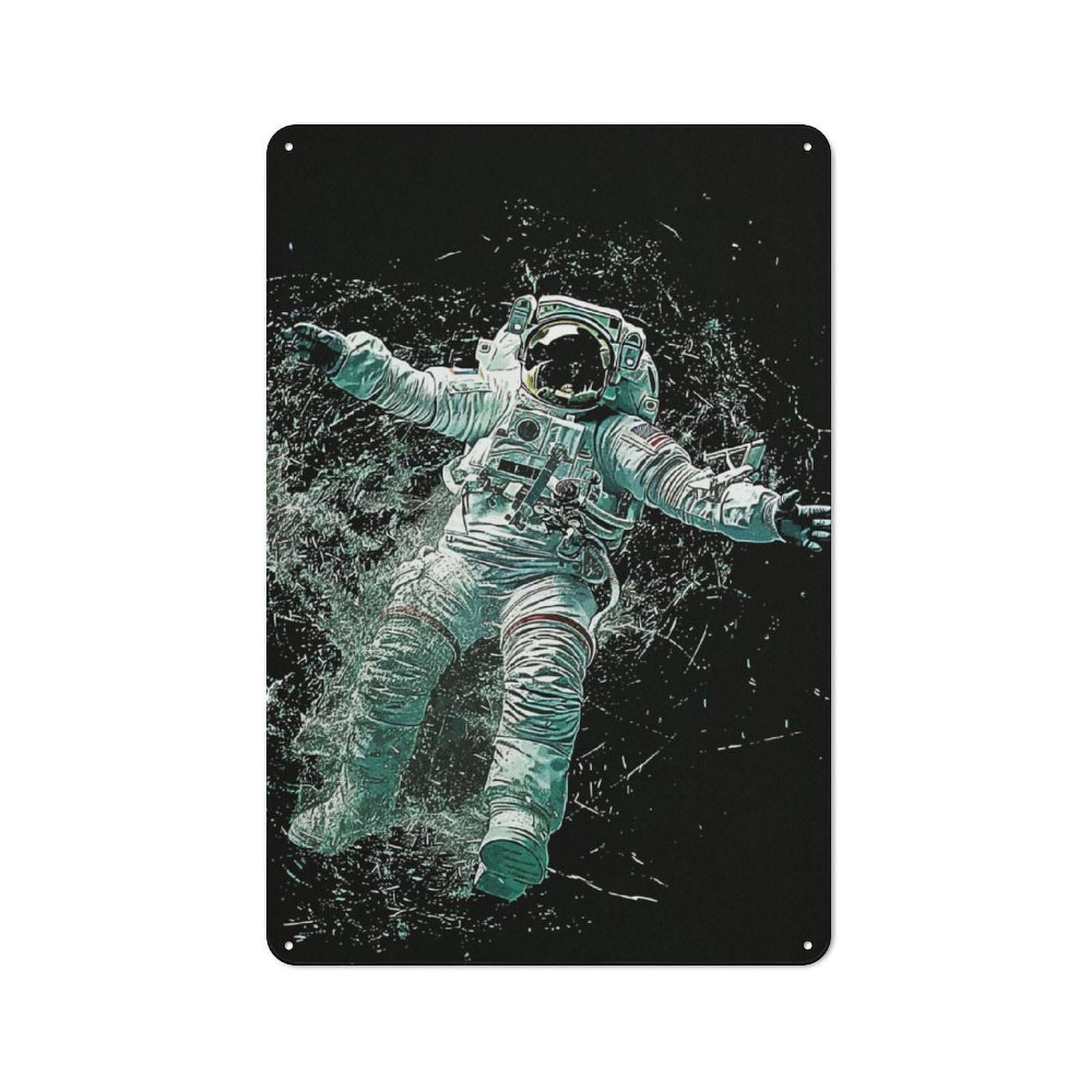 Astronaut Fantasy Understated Metal Wall Decor 30x20cm, Decorative Metal Sign for Workspace, Cafe, Shop Or Desk Area