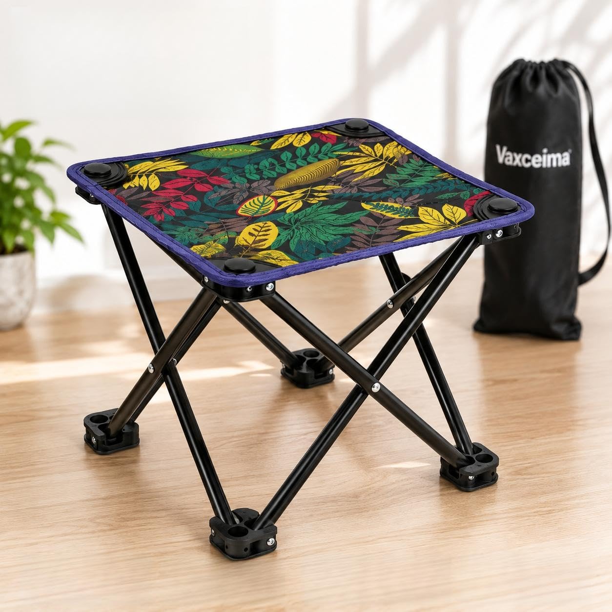 Portable Folding Camping Stool | Heavy Duty Steel Frame | Lightweight Foldable Outdoor Seat with Carry Bag | Compact Travel Stool for Camping, Fishing, Hiking & Picnic-image-8