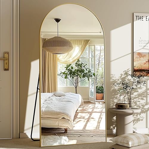 GLSLAND - Espejo arqueado de cuerpo entero de 30 x 71 pulgadas, marco de aleación de aluminio de alta definición, espejo de cuerpo completo para