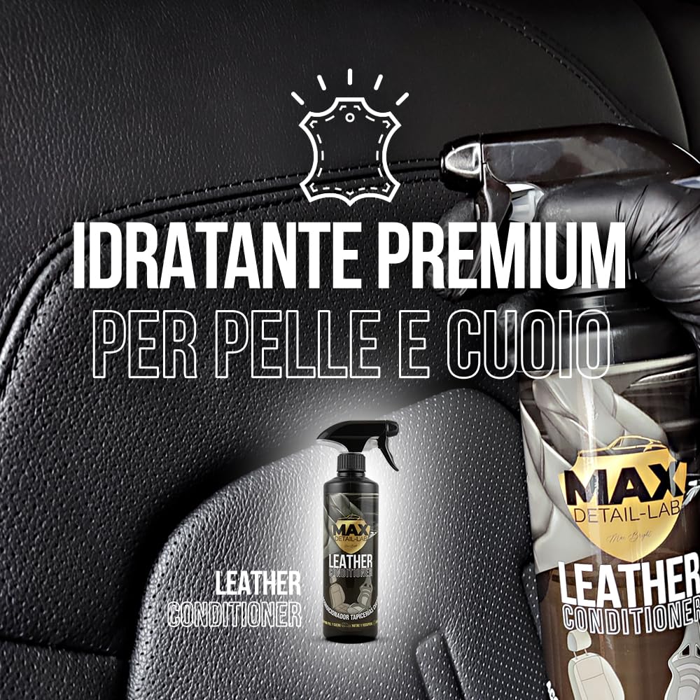 MAX DETAIL-LAB - Leather Conditioner - Trattamento Pelle Auto e Casa, Balsamo per Cuoio Rinnova Sedili Divano, Protezione e Cura Premium, Pulizia Tappezzeria Detailing Professionale Car Moto, 5L
