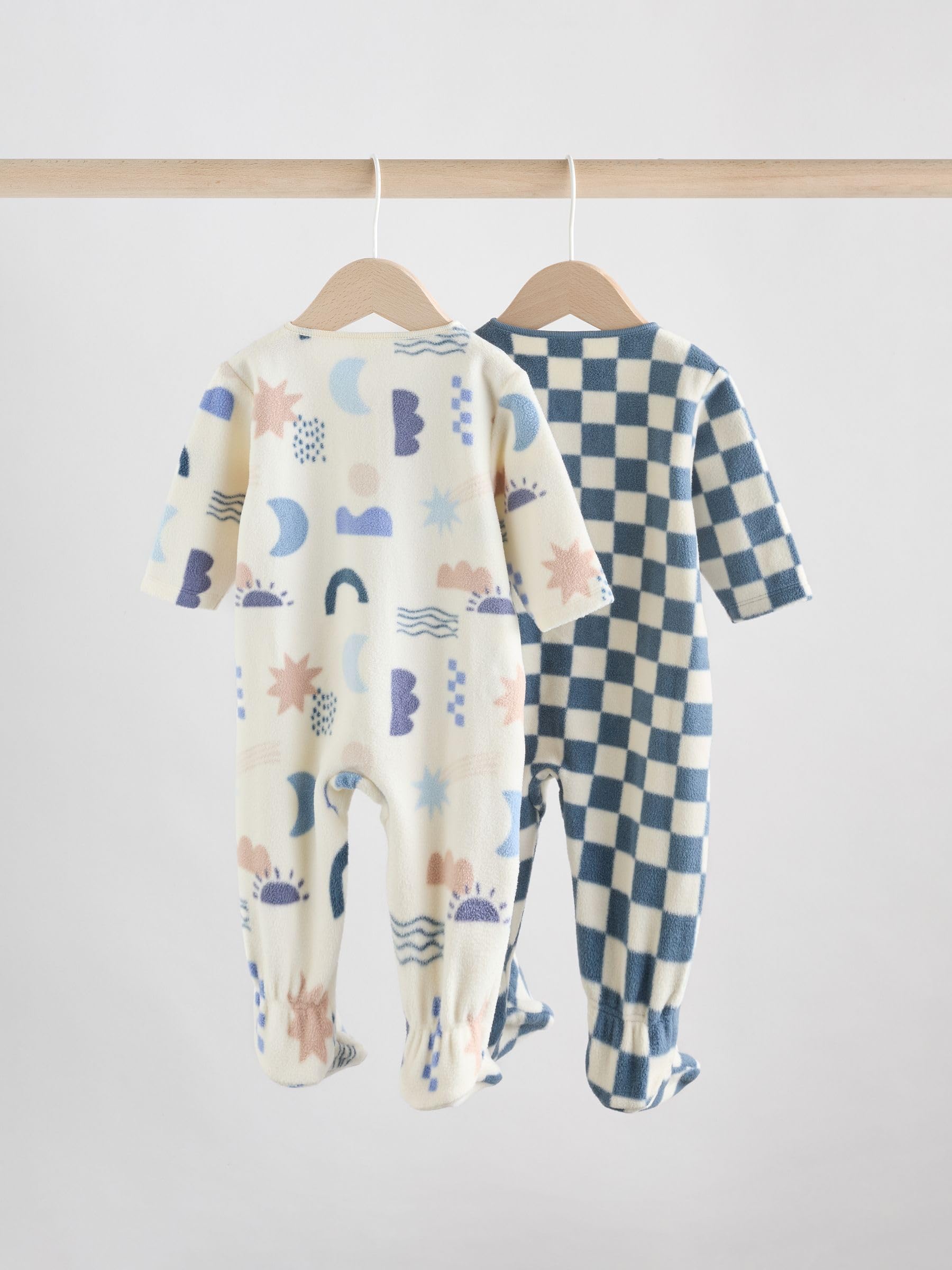 NEXT Baby Jungen Babystrampler Zwei-Wege-Reißverschluss Microfleece 2er-Pack