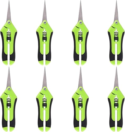 Paquete de 8 tijeras de jardinería de 6.5 pulgadas, podadoras manuales de punta de precisión con cuchillas rectas de acero inoxidable, tijeras de
