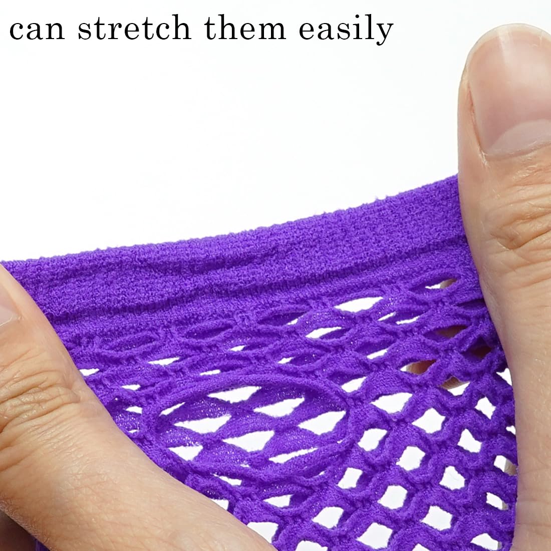 YeeHeen Short Fishnet Gloves for Women Punk Fingerless Mesh Glove Pruple - Image 3
