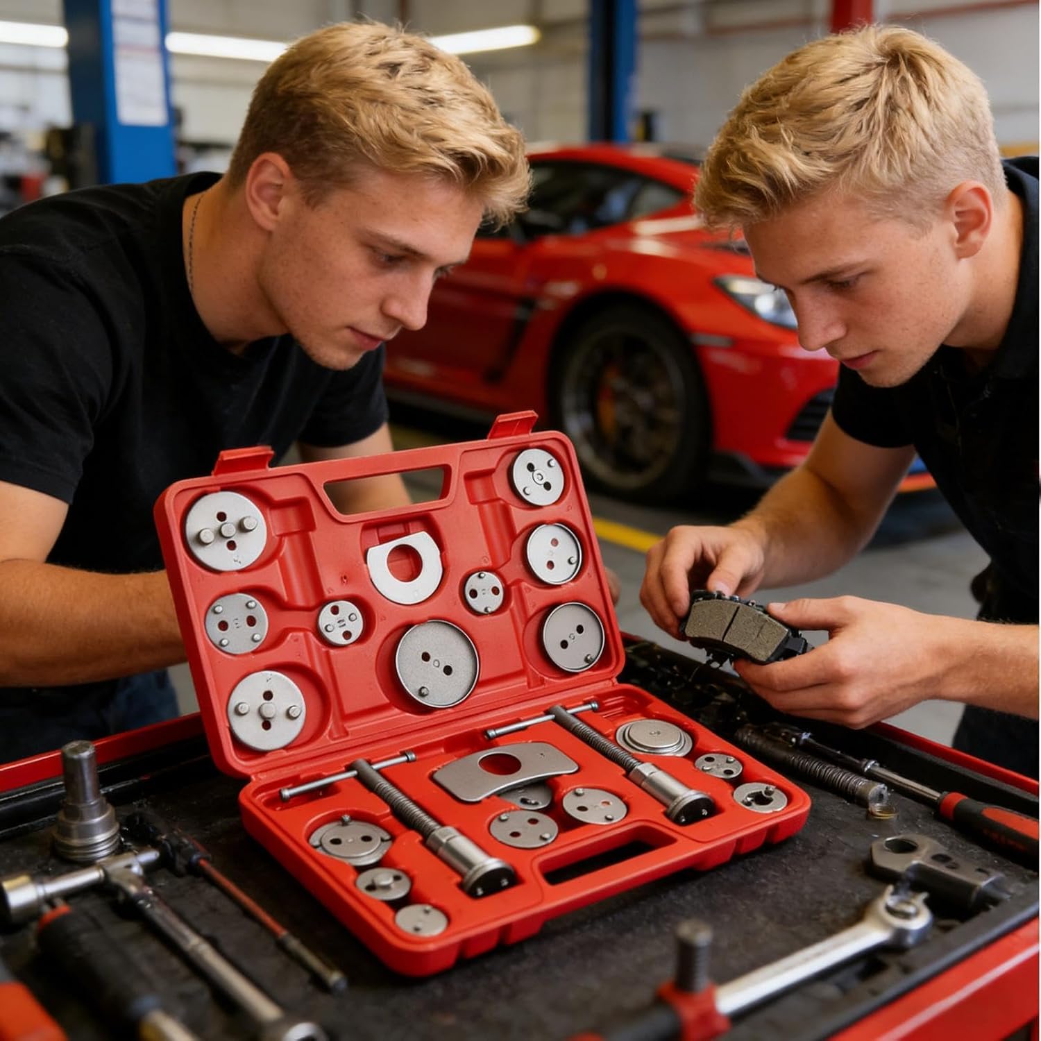 Brake Tool - 32x19.5x4cm Brake Piston Tool, Piston Disk Pad and Spanner Kit, Disc Spreader Clamp, Rear Brakes Tools, Brakes Tools for Repair Automotive Mechanic Service Truck Motor