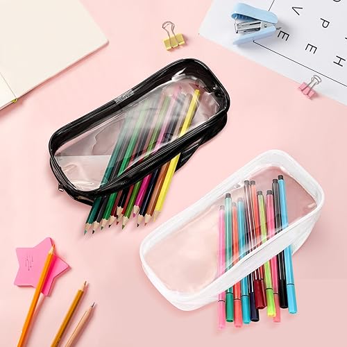 Miniatura 6 de Colorlife Bolsa para bolígrafos, paquete de 4 bolsas transparentes para lápices, organizador multifuncional con cremallera, bolsa de almacenamiento