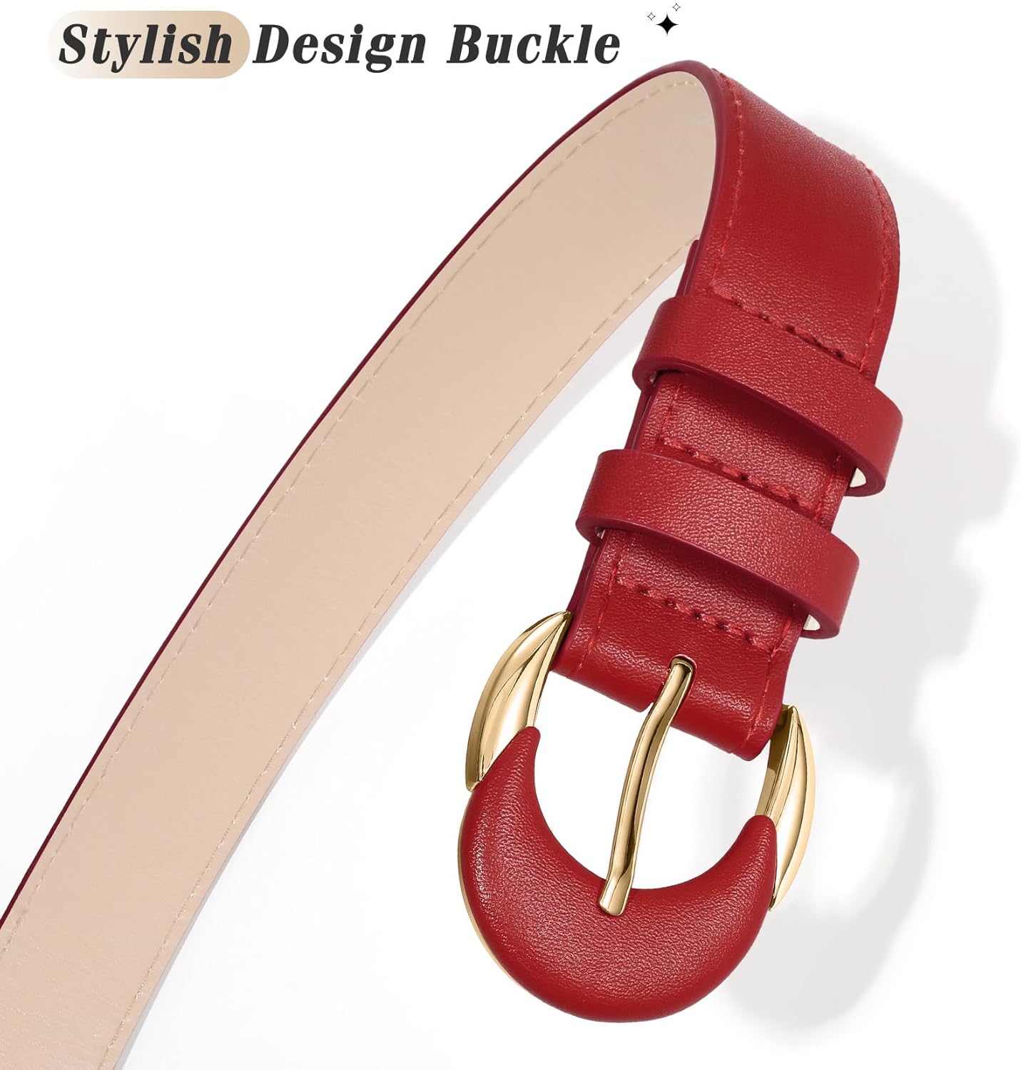 XZQTIVE Women's Leather Belts for Jeans Dress Pants Black Brown Belts for Women Ladies Waist Belts with Gold Buckle - Image 4