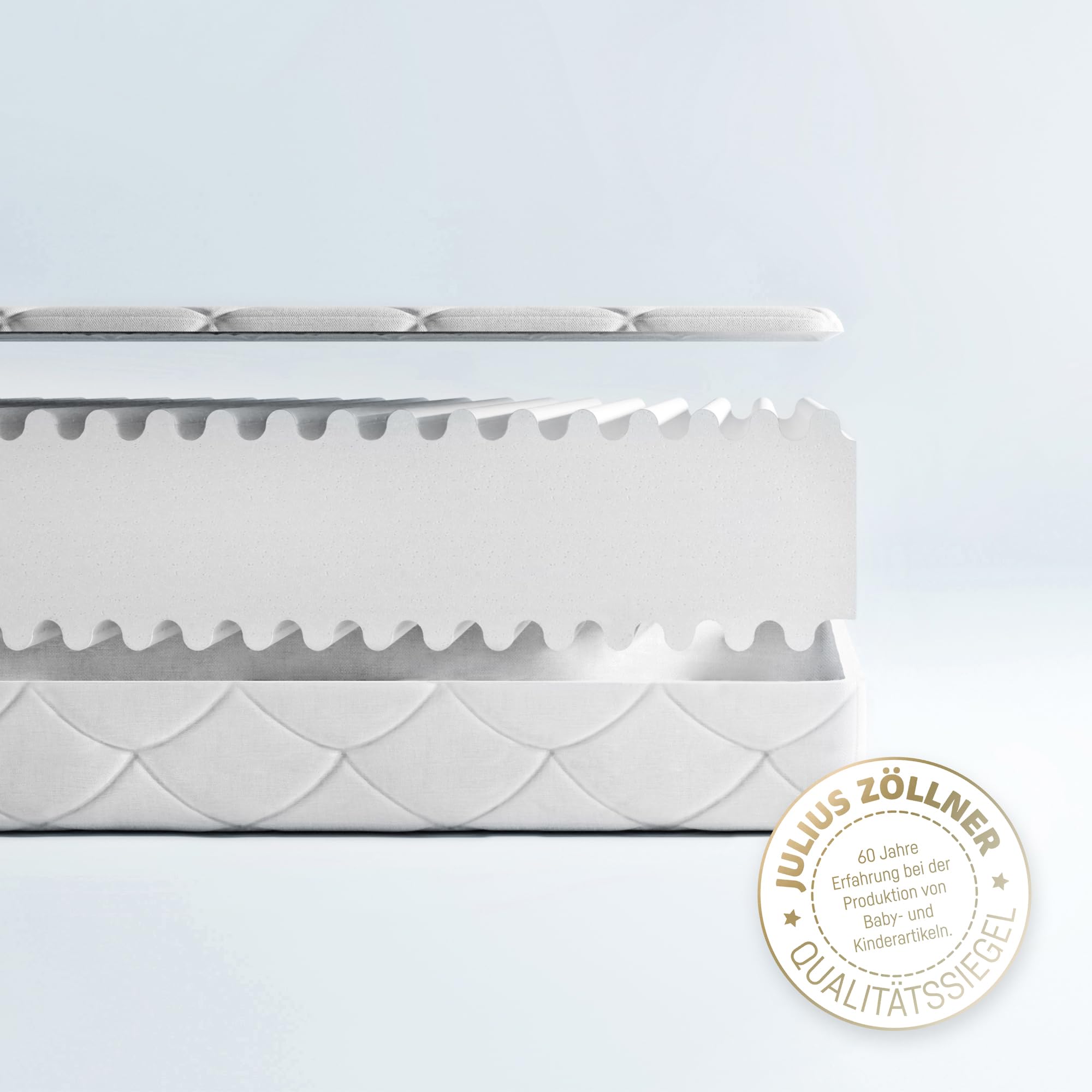 Julius Zöllner Colchón Juvenil Basic Junior, Espuma Estable con Perfil Ondulado, Certificado Öko-Tex Standard 100, Fabricado en Alemania, tamaño 90 x 190 cm