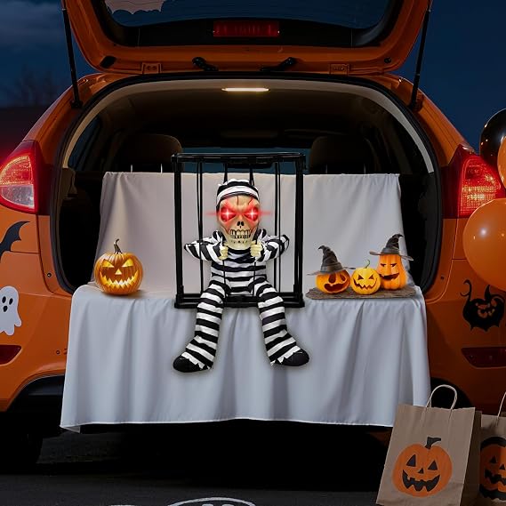 Halloween Animatronics Decorations, Screaming Animated Hanging Motion Sensor Ghost with sound effects, Outdoor Indoor Halloweens Props Party Door Decor, Scary Garden Halloween Decorations