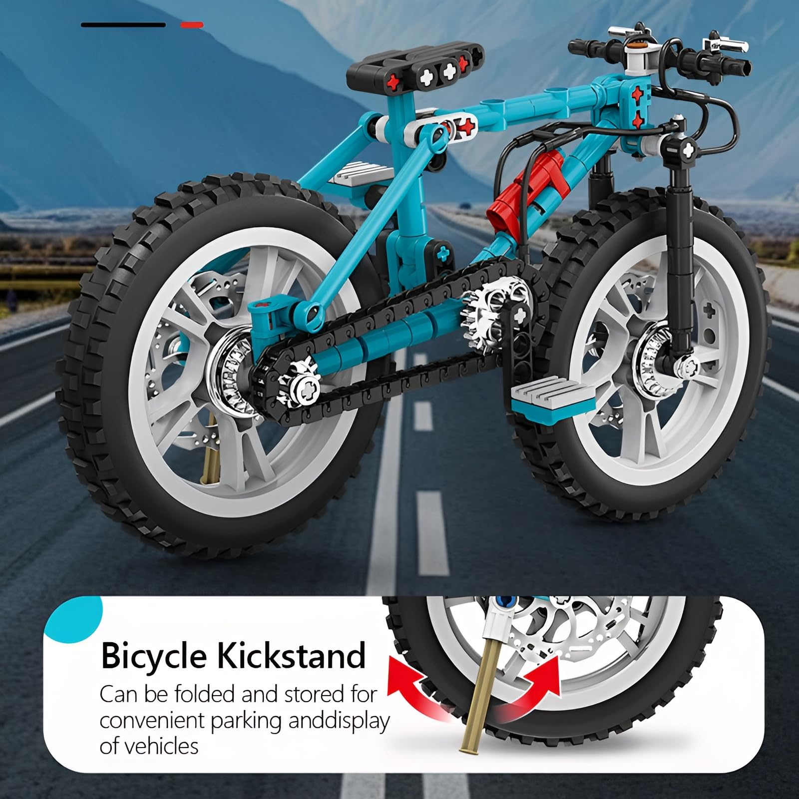 Set di mattoncini da costruzione per bicicletta, 180 pezzi, per mountain bike, modello di display per bicicletta, giocattolo educativo menta, regalo per adulti, bambini dai 6 anni in su, (blu