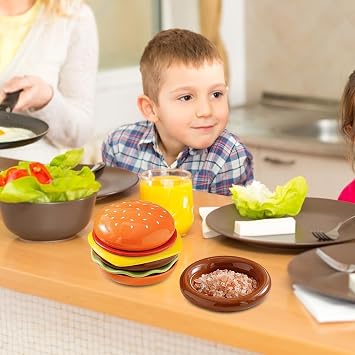 Plate Set, Hamburger Plate Set, Burgers Shape Stackable Dinnerware Ceramic Side Dishes Dessert Tableware for Birthday & Mother's Day