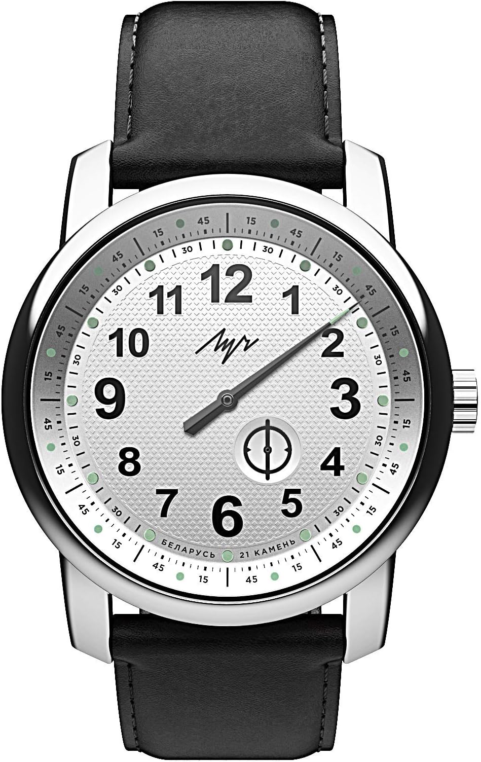 Luch One Hand Mechanical Automatic Self-Winding Wristwatch. Premium Collection. White. 21 Jewels. 77490579