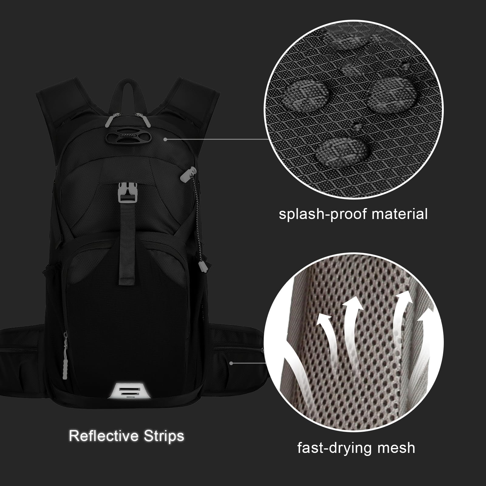 Fahrradrucksack Wasserdicht mit Helmnetz, MTB Rucksack Herren Damen Tagesrucksack, Thermischer Trinkrucksack für Camping Motorrad Wandern Laufen