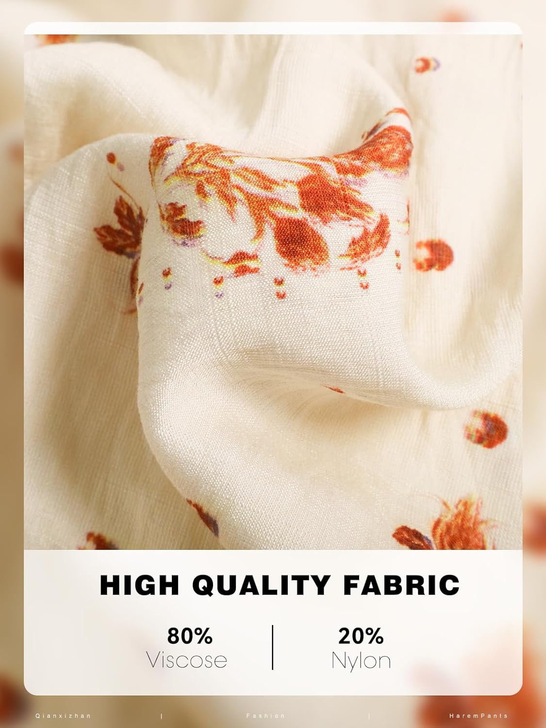 QIANXIZHAN Women's Harem Pants, Hippie Boho Pants High Waist Flowy Yoga Pants with Pockets - Image 5