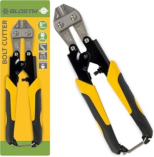 BLOSTM Mini Bolt Cutters 8" - Heavy Duty Small Wire Cutters Heat Treated for Maximum Durability with Ergonomic Rubber Comfort Grip - Cuts Through Chains, Padlocks, Wire Fencing, Chicken Wire & More