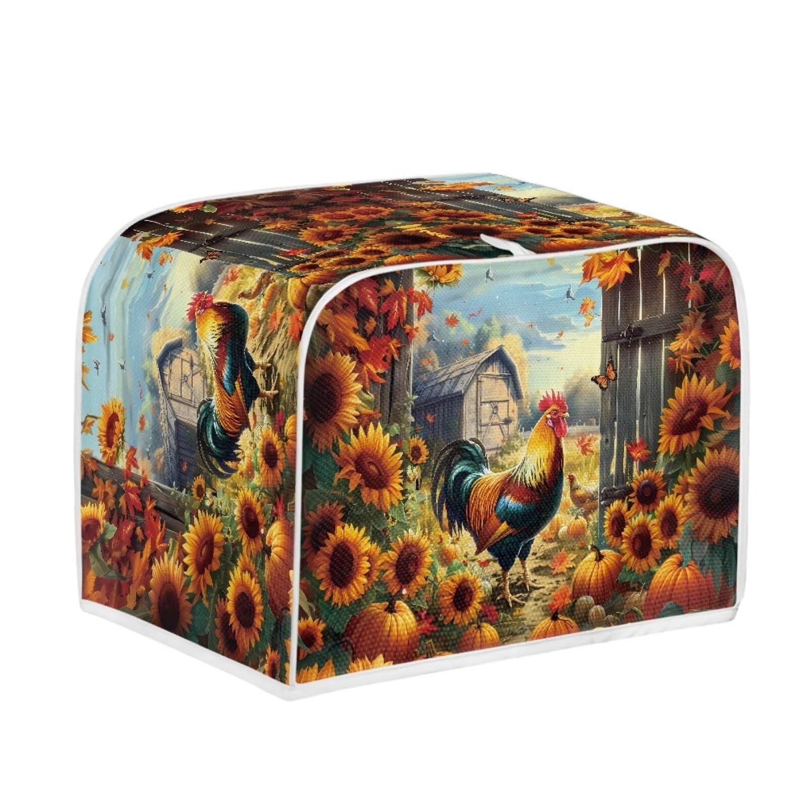 Salabomia Rooster Toaster Cover 2 Slice, Anti-Scratch Pumpkin Bread Dust Cover, Washable Anti-Sputtering, Orange, P58-14-158