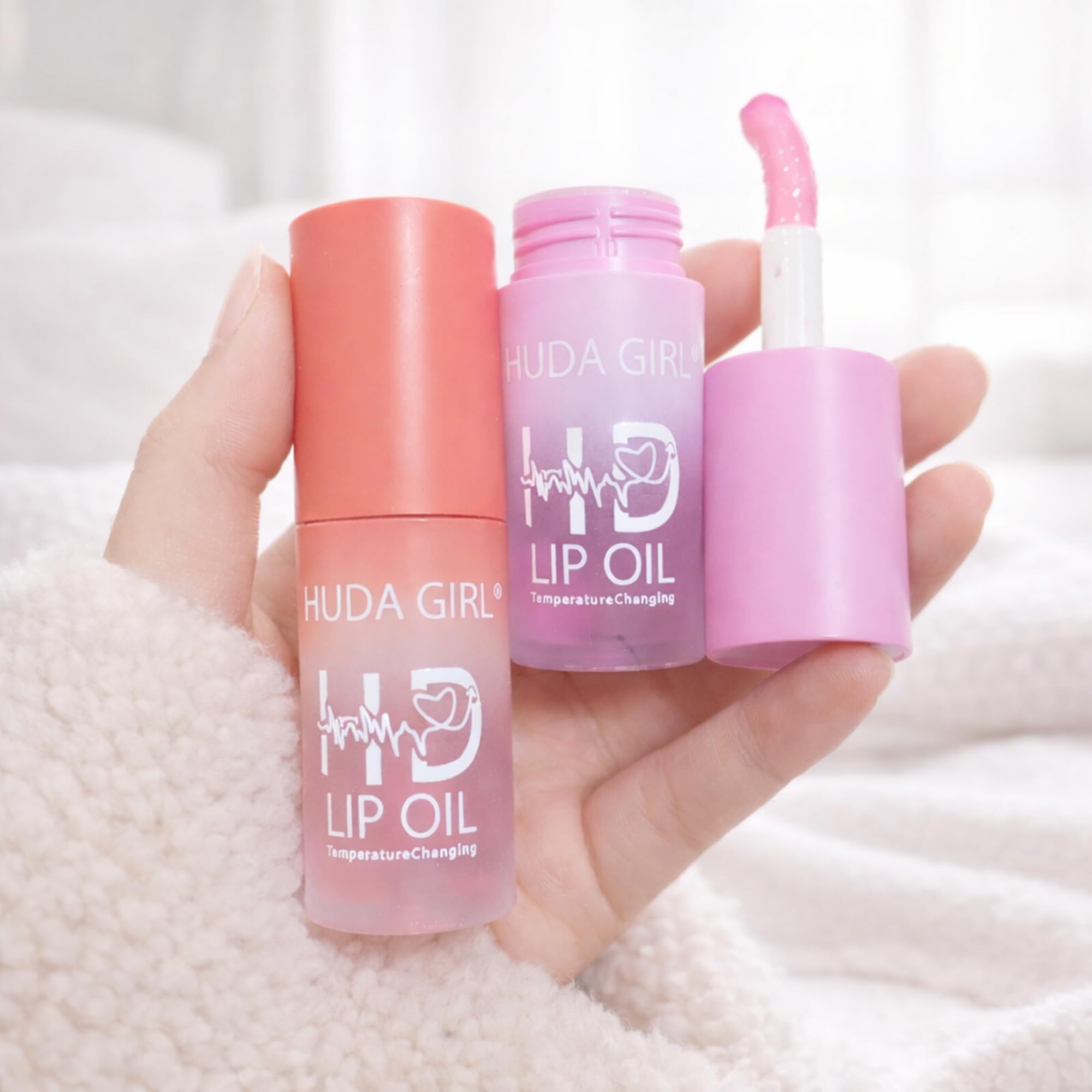 Lip Gloss - Temperature Changing, Hydrating & Nourishing Lip Gloss Set, Plump Lips, Long Lasting Lipgloss Waterproof, Perfect LipGloss for Girls (2 pc Swiss Pink)