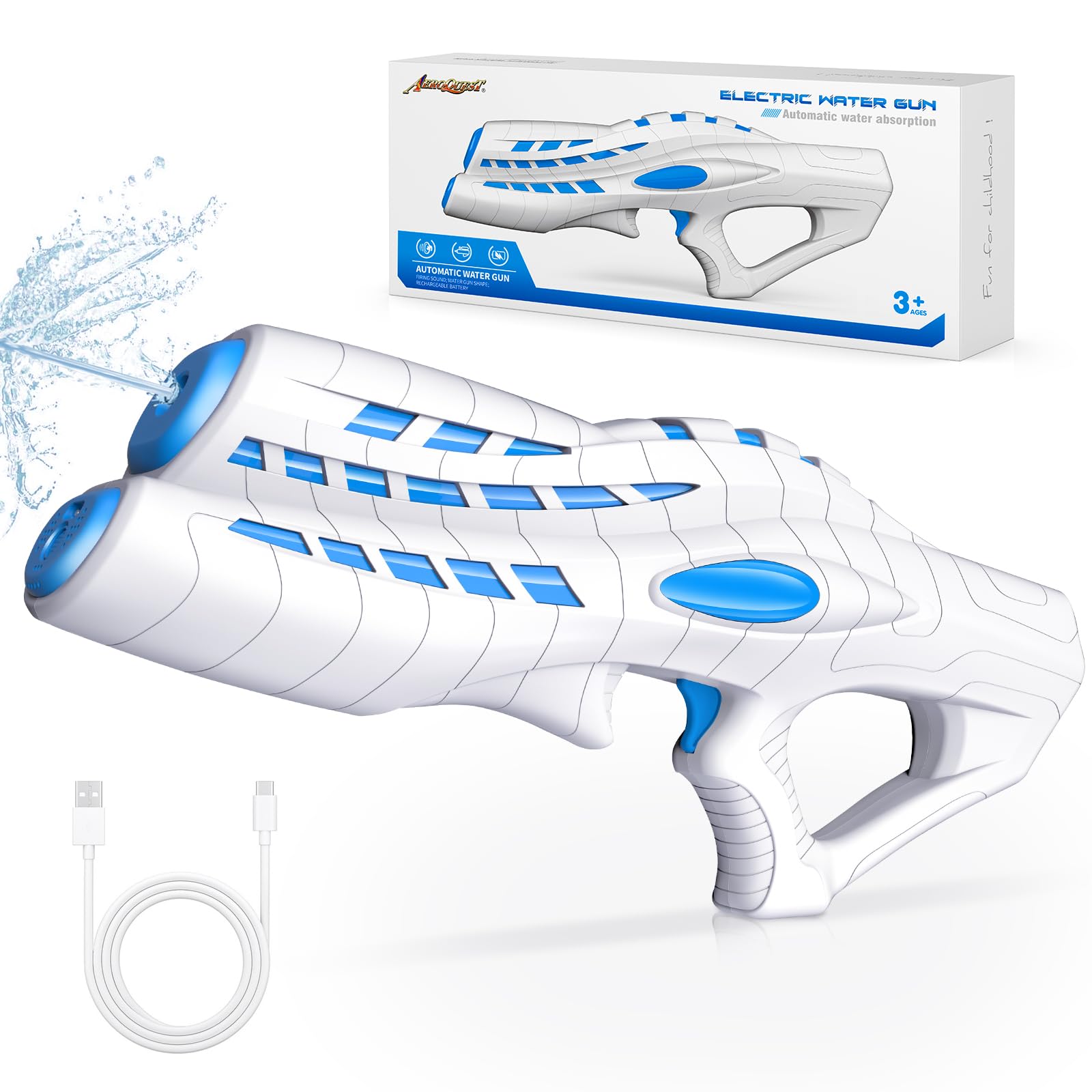 Photo 1 of **SEE NOTES**
Newest Electric Water Gun, Automatic Water Absorption Water Blaster, Type-c Charging, Powerful Squirt Guns Up to 32 FT Range, 600CC High Capacity Water Shooter for Adults & Kids, Summer Pool Toys White
