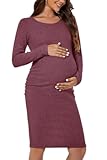 Women's Knit Maternity Dress Long Sleeve Pregnancy Clothes