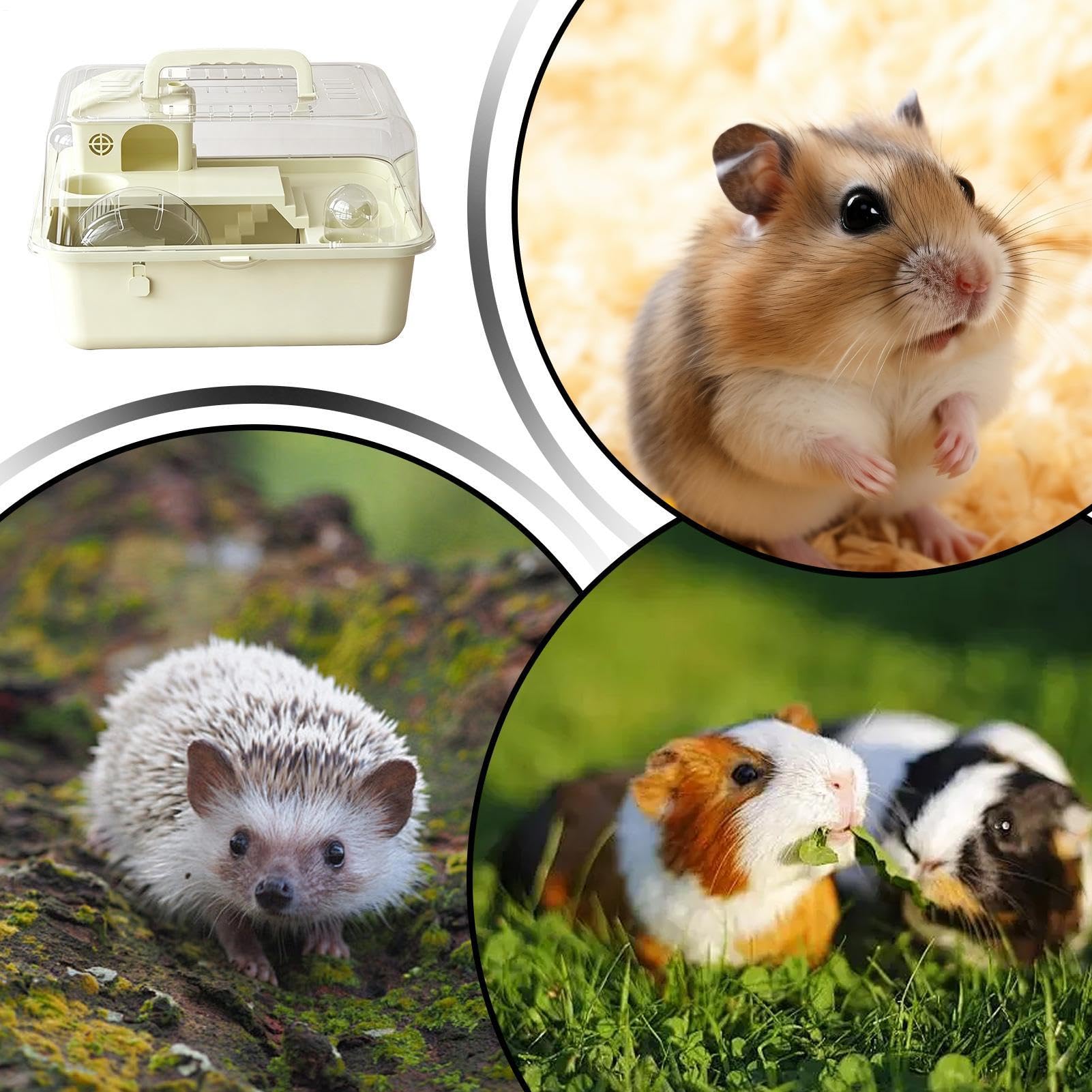 Gabbia Per Criceti | Con Ruota Da Corsa E Recinto Trasparente | Gabbia Trasparente Piccoli Animali Da 30 Cm,Per Criceti Nani E Siriani, Ricci, Piccoli Animali, Viaggio, Esterno E Uso Domestico