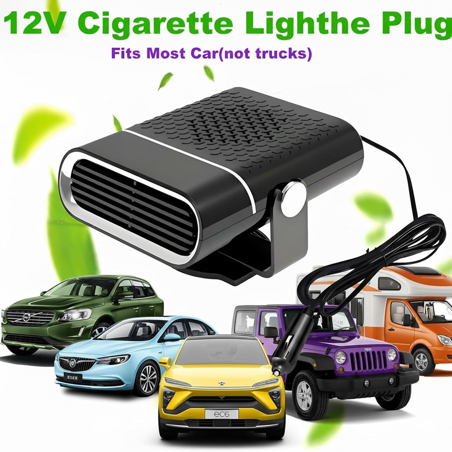 Car Heater, 12V 150W Portable Car Heater Plug in Cigarette Lighter Fast Heating Defrost Defogger