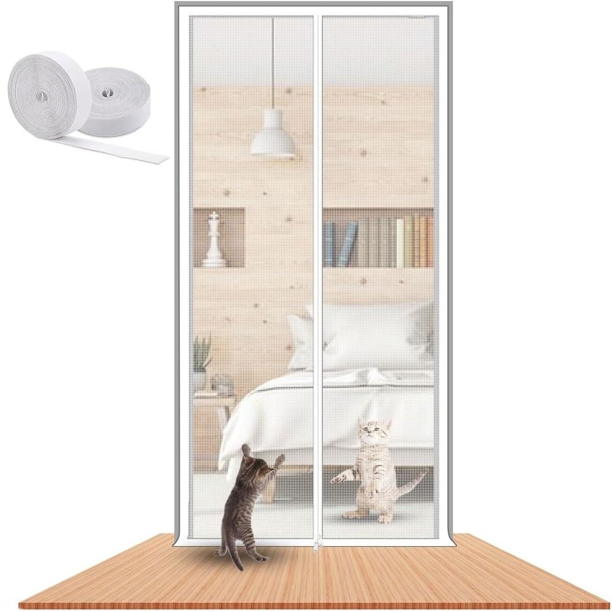 Ffnxtvlk Weiss Heavy Cats Screen Door, Reinforced Cat Screen Door With Double Zip Closure White Multiple Sizes(120X220cm)