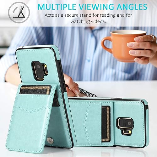 Miniatura 5 de Asuwish Funda de teléfono para Samsung Galaxy S9 con protector de pantalla de vidrio templado y tarjetero para tarjetas de crédito, soporte de piel,