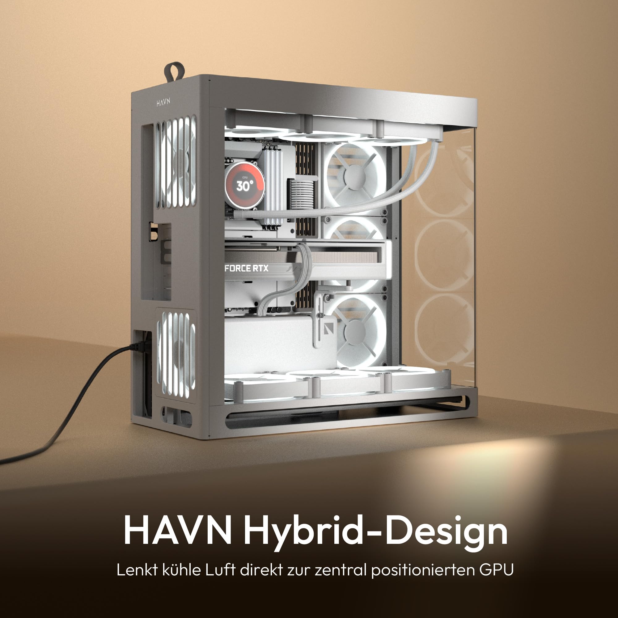 Havn HS 420 Dual-Chamber ATX Mid Tower PC Gehäuse Weiß – Bild 2