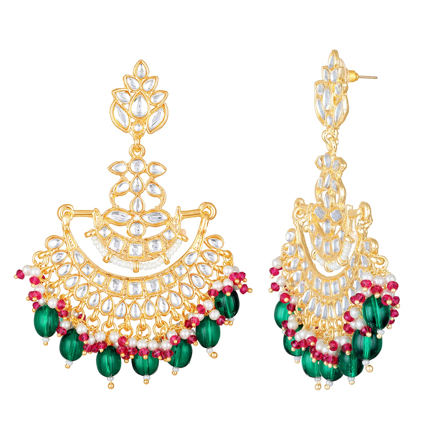 Mahi Floral Chandbali Traditional Dangler Earrings with Crystals and Multicolor Beads for Women (ER11098136GDGre) (B0BD51FB8J) Amazon Price History, Amazon Price Tracker