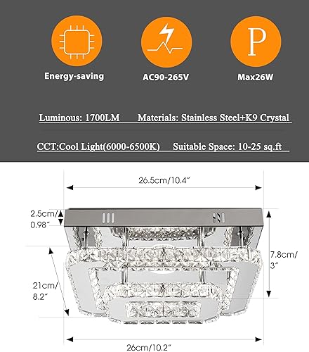 Miniatura 7 de Crystal Chandelier Kitchen Ceiling Light Small Crystal Flush Mount Ceiling Light Bedroom Chandelier LED Crystal Ceiling Light Fixture Modern