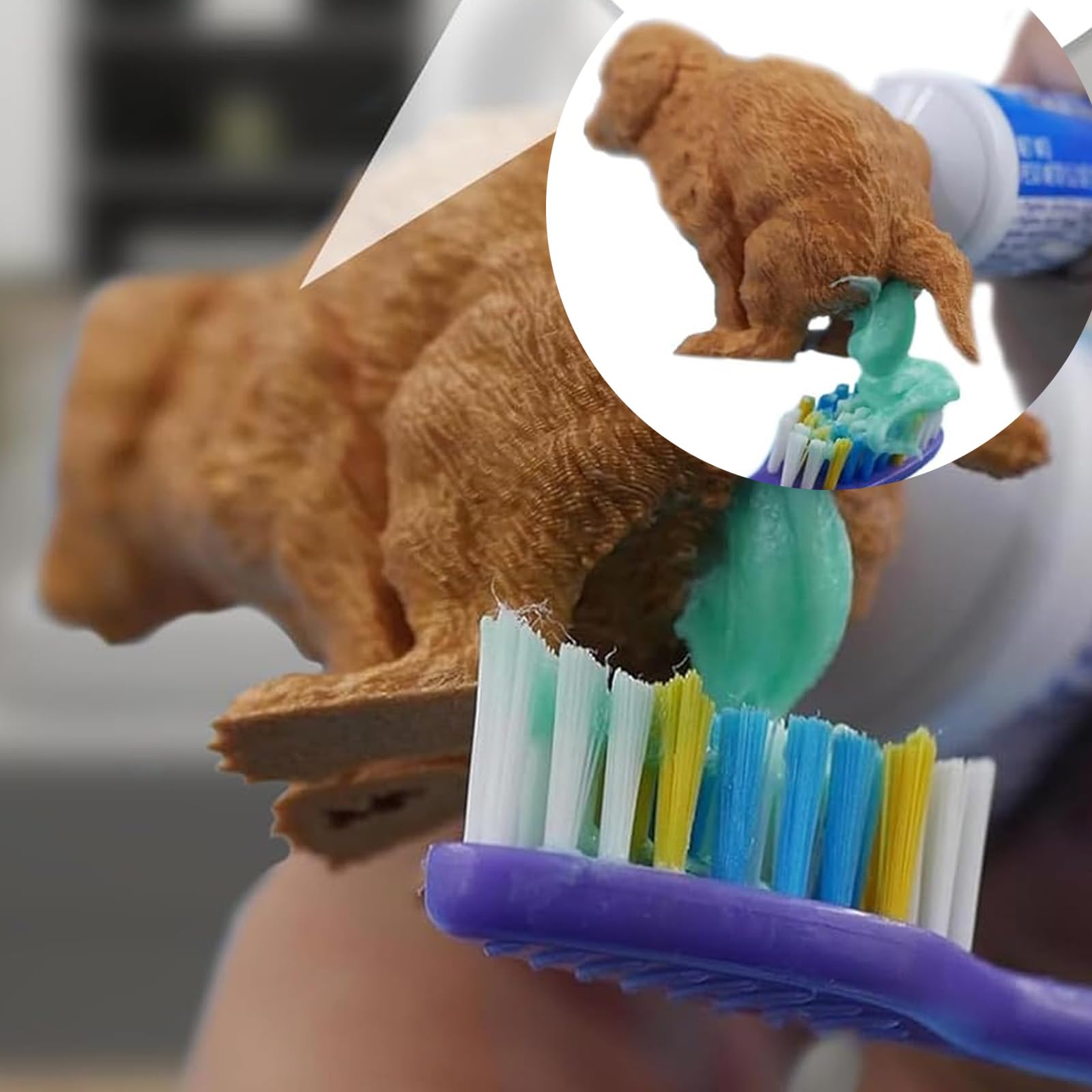 1 Funny Dog Poop Toothpaste Dispenser, Dog Butt Toothpaste Cover Squeezer, Children's and Adult Bathroom Accessories, Novel Gift Suitable for Various Toothpaste Mouths 2